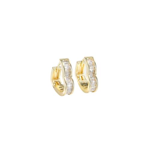 Cubic Zirconia Micro Pave Brass Earring, Heart, plated, micro pave cubic zirconia & for woman 