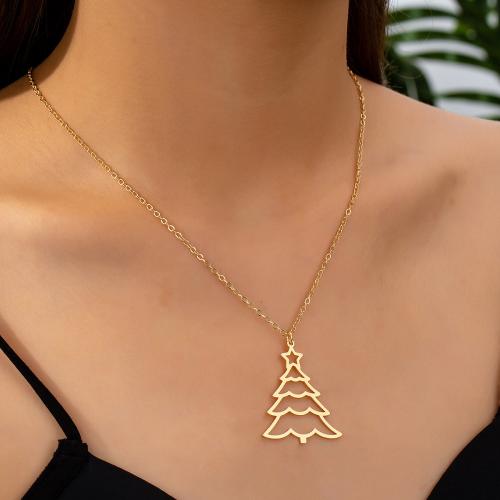 Collar hierro, fundición, Árbol de Navidad, chapado, para mujer, dorado, Vendido por UD[