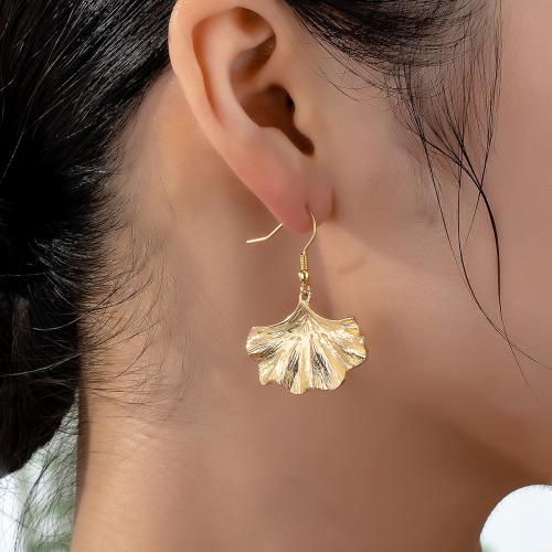 Boucle d'oreille goutte Zinc Alloy, alliage de zinc, Ginkgo Feuille, Placage, pour femme, Or, Vendu par paire[