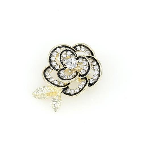 Rhinestone Zinc Alloy Brooch & for woman & enamel & with rhinestone, golden 