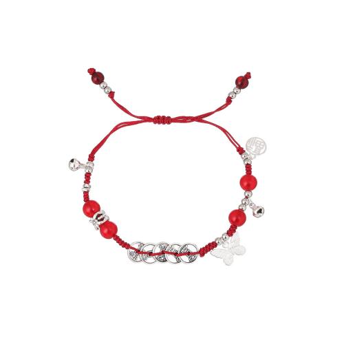 Moda crear pulseras de cordón de cera, aleación de zinc, con Cordón de cera, chapado, para mujer, Rojo, Vendido por UD[