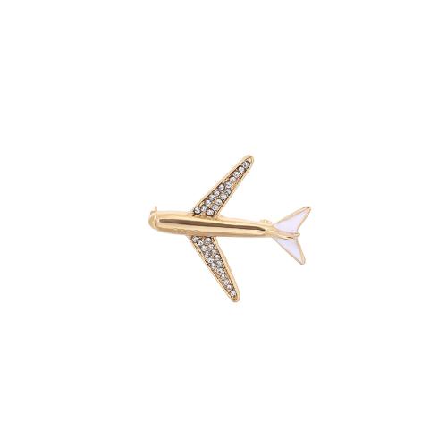 Rhinestone Zinc Alloy Brooch, plated, for woman & enamel & with rhinestone, golden 