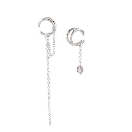 Pendientes de clip de aleación de zinc, chapado, para mujer, plateado, 15x90mm, Vendido por Par[