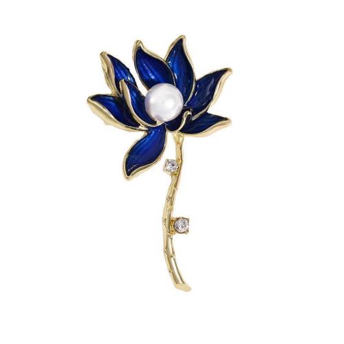 Zinc Alloy Jewelry Brooch, with Plastic Pearl, for woman & with rhinestone 