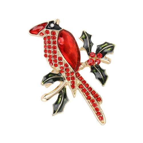 Zinc Alloy Jewelry Brooch, plated, for woman & with rhinestone, golden 