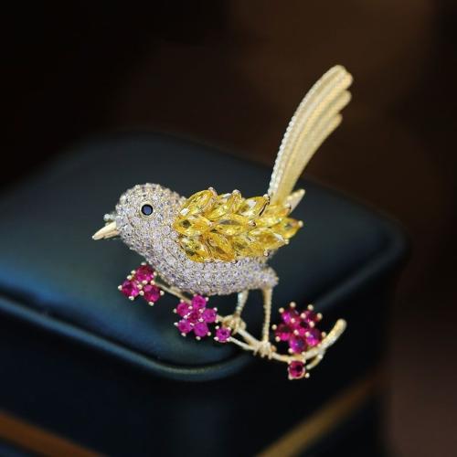 Zinc Alloy Jewelry Brooch, plated, for woman & with rhinestone 