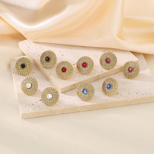 Stainless Steel Rhinestone Stud Earring, 304 Stainless Steel, Vacuum Ion Plating, for woman & with rhinestone 