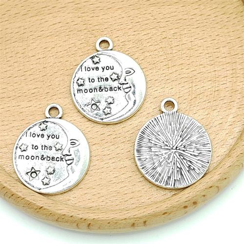 Zinc Alloy Jewelry Pendants, Moon and Star, antique silver color plated, DIY 