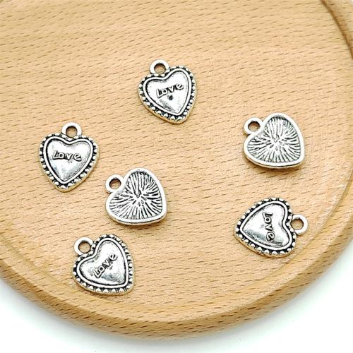 Colgantes de Aleación de Zinc en Forma de Corazón, chapado en color de plata antigua, Bricolaje, 8x15mm, 100PCs/Bolsa, Vendido por Bolsa