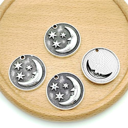 Zinc Alloy Jewelry Pendants, Moon and Star, antique silver color plated, DIY 