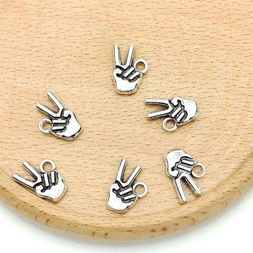 Zinklegierung Hand Anhänger, antik silberfarben plattiert, DIY, 10x14mm, 100PCs/Tasche, verkauft von Tasche[