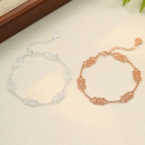 925 Sterling Silver Bracelet, with 1.6inch extender chain, for woman & hollow Approx 6.1 Inch 