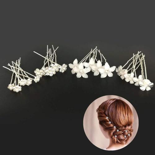 Hair Stick, Zinc Alloy, with Plastic Pearl & for woman & with rhinestone 