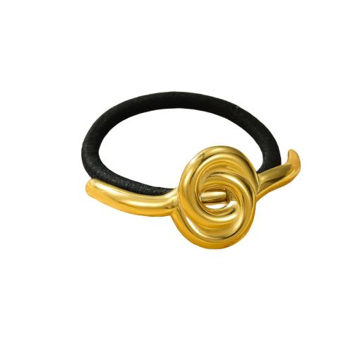 Ponytail Holder, 304 Stainless Steel, with Rubber Band, fashion jewelry & for woman, golden [