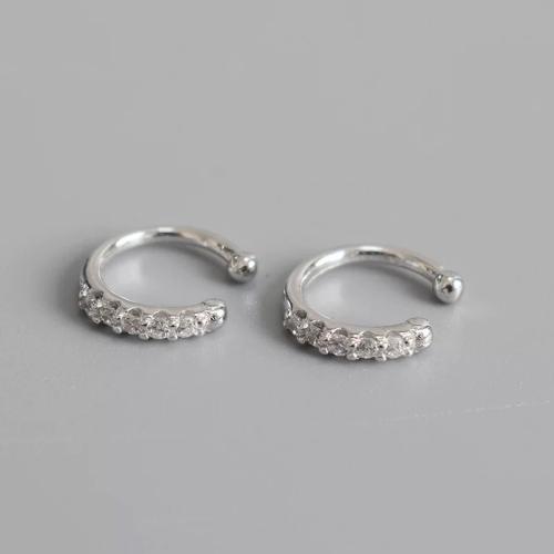 925 Sterling Silver Earring Clip, fashion jewelry & for woman & with rhinestone, 10mm 