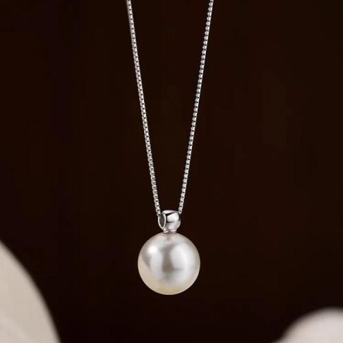 Collier de bijoux en argent , Argent sterling 925, avec Shell Pearl, avec 5cm chaînes de rallonge, bijoux de mode & pour femme Environ 40 cm, Vendu par PC