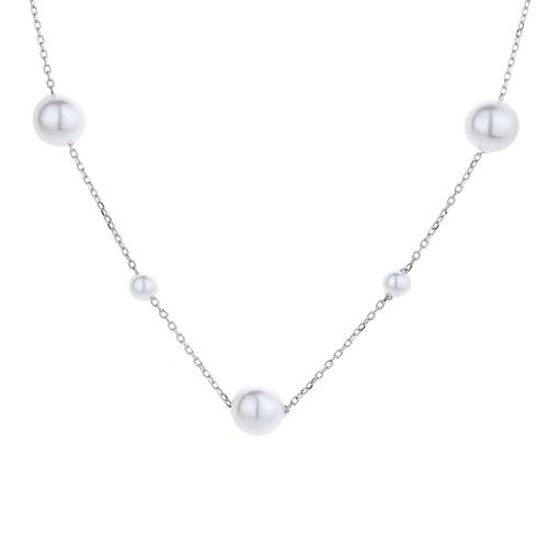 Collier de bijoux en argent , Argent sterling 925, avec Shell Pearl, bijoux de mode & pour femme Environ 57 cm, Vendu par PC