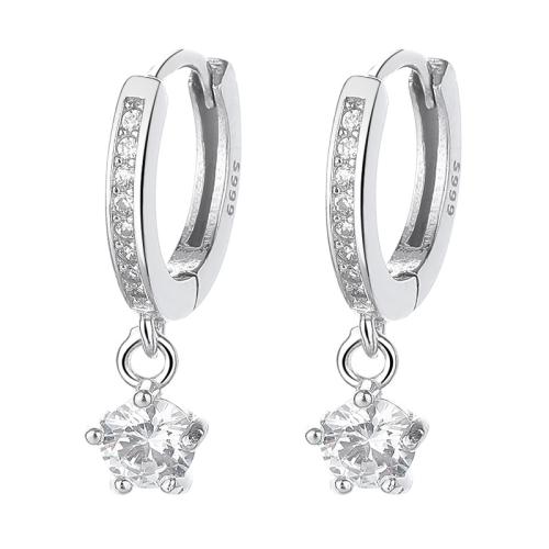 Silver Earring Zircon pavent Sterling, Argent sterling 925, bijoux de mode & pavé de micro zircon & pour femme, 19.2mm, Vendu par paire