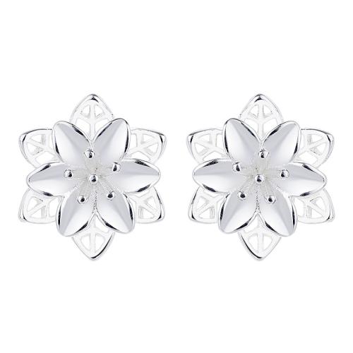 Sterling Silver Stud Earring, Argent sterling 925, fleur, bijoux de mode & pour femme, 11.6mm, Vendu par paire