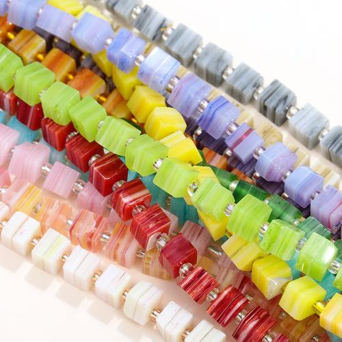 Abalorios de Cristal Murano hecho a mano, Cristal de murano, Cuadrado, Bricolaje, más colores para la opción, 6mm, aproximado 52PCs/Sarta, Vendido por Sarta[