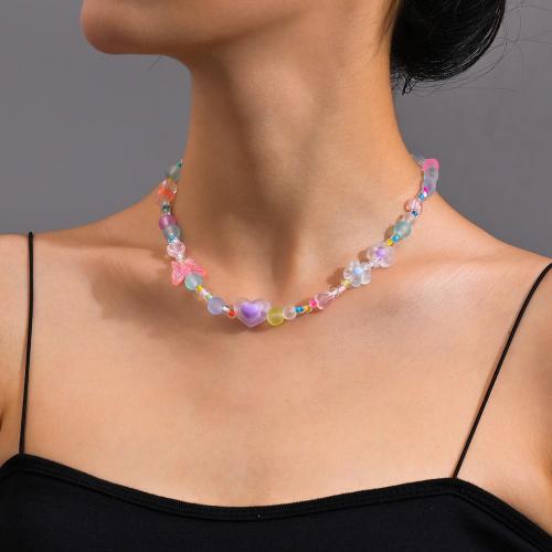 Resin Necklace, with 7cm extender chain, fashion jewelry, multi-colored cm [