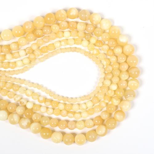 Single Gemstone Beads, Pale Brown Jade, Round, DIY yellow 