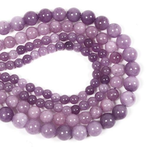 Single Gemstone Beads, Natural Lepidolite, Round, DIY purple 