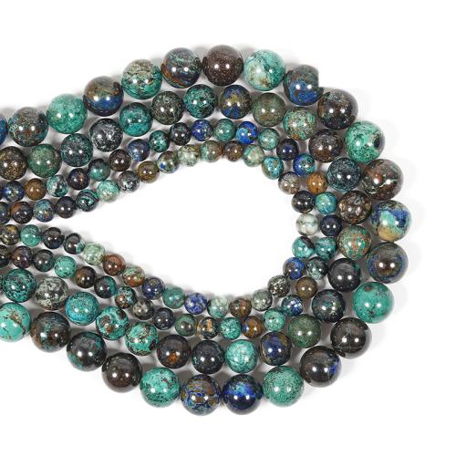 Single Gemstone Beads, Azurite, Round, DIY mixed colors [