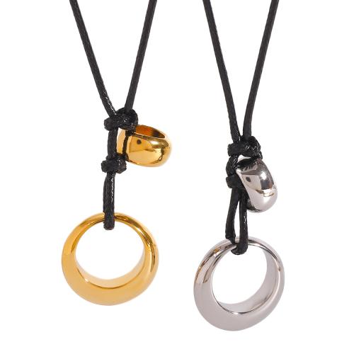 Stainless Steel Jewelry Necklace, 304 Stainless Steel, with Wax Cord, plated, fashion jewelry & Unisex & hollow .62 Inch 