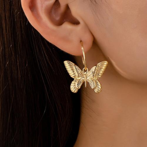 Zinc Alloy Drop Earring, Butterfly, plated, for woman, gold 