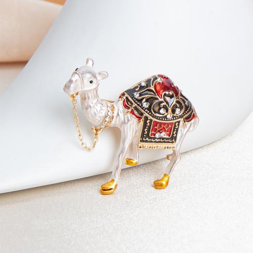 Zinc Alloy Jewelry Brooch, for woman & enamel & with rhinestone 