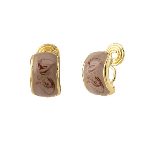 Enamel Zinc Alloy Stud Earring, plated & for woman, golden [