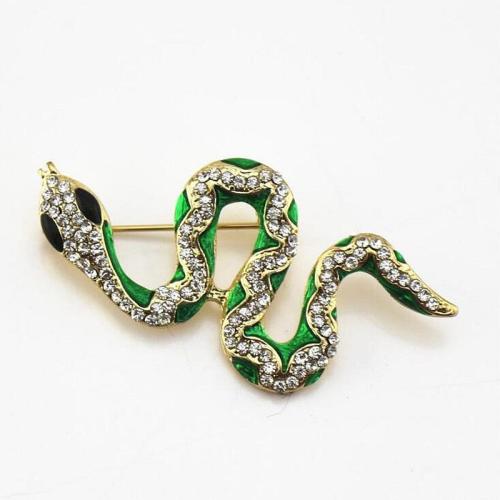 Zinc Alloy Jewelry Brooch, for woman & enamel & with rhinestone, golden [