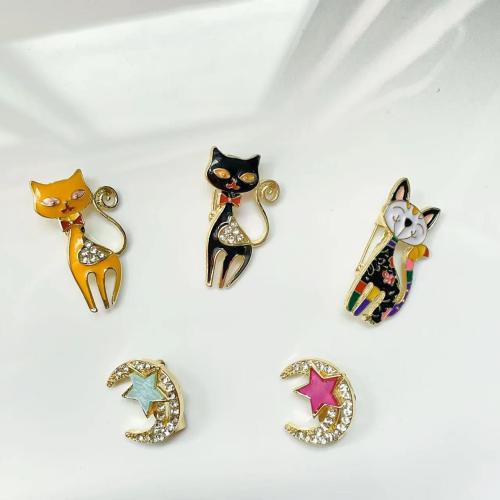 Zinc Alloy Jewelry Brooch & for woman & enamel & with rhinestone [