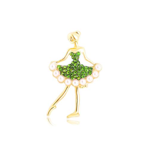 Zinc Alloy Jewelry Brooch, with Plastic Pearl, plated, for woman & with rhinestone 