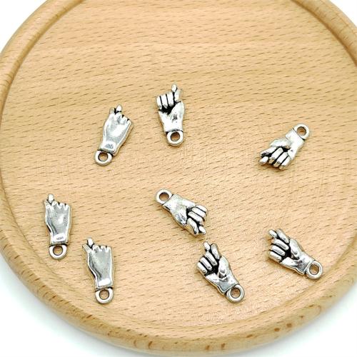 Zinc Alloy Hand Pendants, antique silver color plated, DIY 