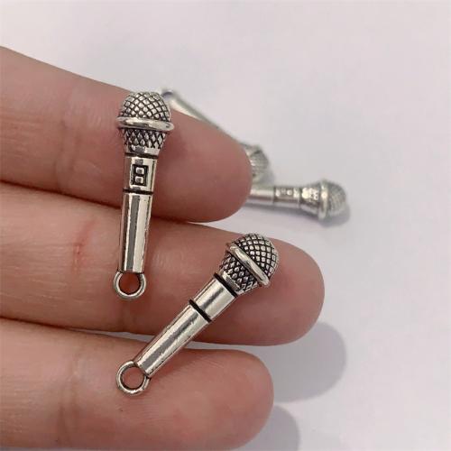 Zinc Alloy Jewelry Pendants, Microphone, antique silver color plated, DIY 