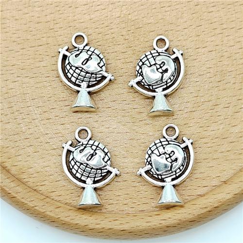 Zinc Alloy Jewelry Pendants, Globe, antique silver color plated, DIY 