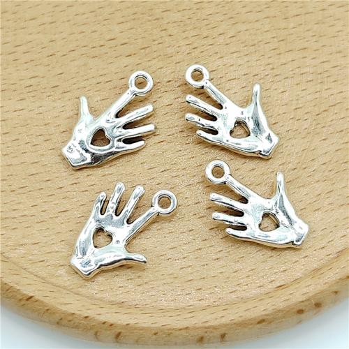 Zinc Alloy Hand Pendants, antique silver color plated, DIY 