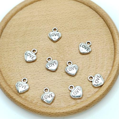 Colgantes de Aleación de Zinc en Forma de Corazón, chapado en color de plata antigua, Bricolaje, 10x12mm, 100PCs/Bolsa, Vendido por Bolsa