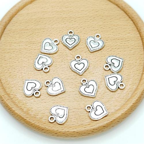 Colgantes de Aleación de Zinc en Forma de Corazón, chapado en color de plata antigua, Bricolaje, 11x13mm, 100PCs/Bolsa, Vendido por Bolsa