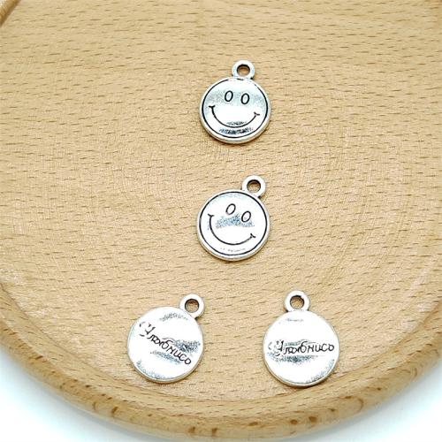 Zinc Alloy Jewelry Pendants, Smiling Face, antique silver color plated, DIY 