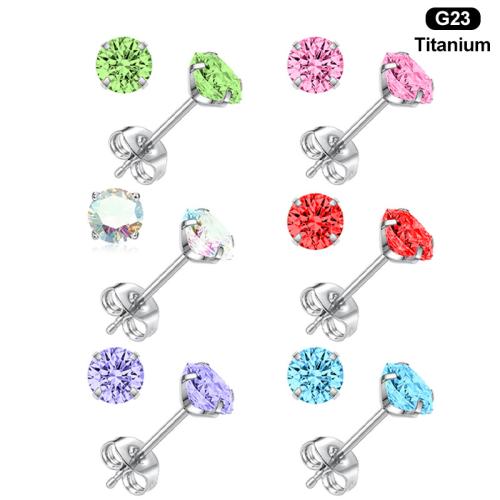 Titanium Alloy Piercing Earring, Unisex & micro pave cubic zirconia 