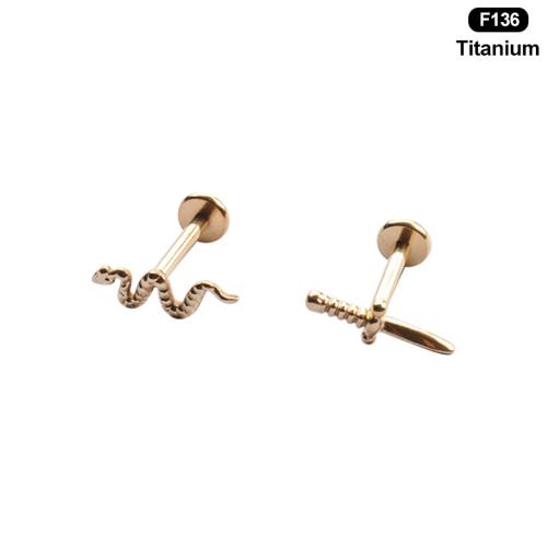 Titanium Alloy Piercing Earring, gold color plated, Unisex  