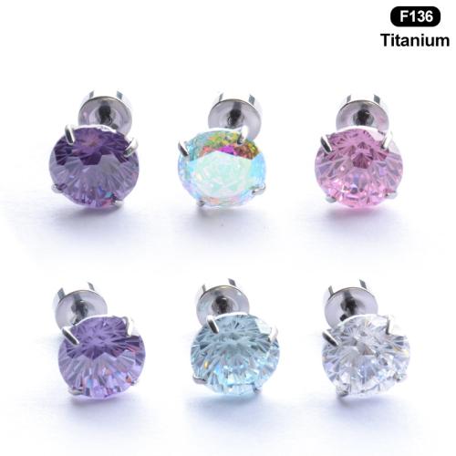 Titanium Alloy Piercing Earring, Unisex & micro pave cubic zirconia 