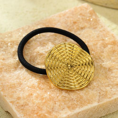 Ponytail Holder, 304 Stainless Steel, with Rubber Band, for woman, golden [