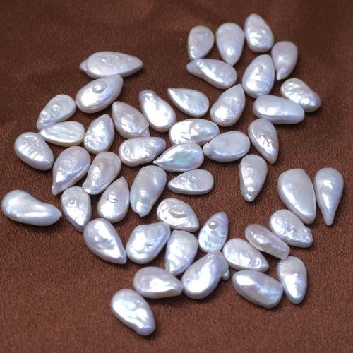 No Hole Cultured Freshwater Pearl Beads, Teardrop, DIY, white 