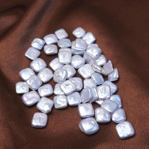 No Hole Cultured Freshwater Pearl Beads, Square, DIY, white 