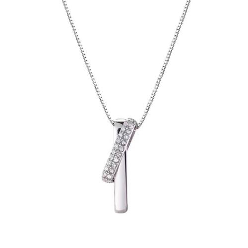 Cubic Zirconia Micro Pave Sterling Silver Necklace, 925 Sterling Silver, with 5cm extender chain, fashion jewelry & micro pave cubic zirconia & for woman Approx 40 cm 