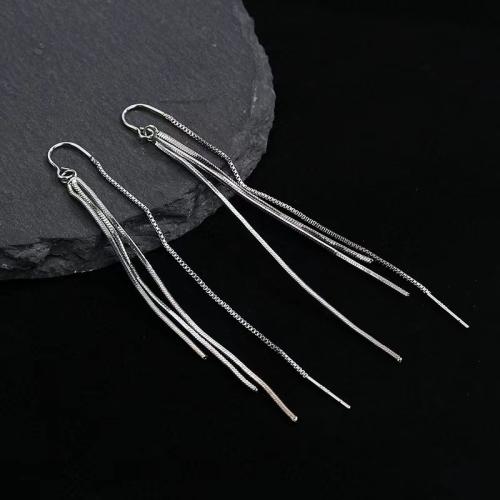 Sterling Silver Thread Through Earrings, 925 Sterling Silver, fashion jewelry & for woman 